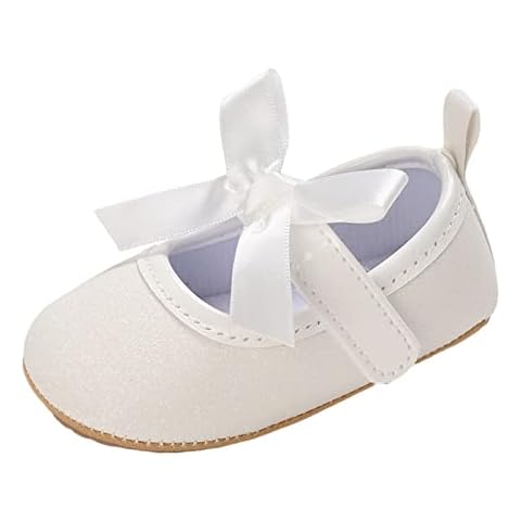 Aisprts Krabbelschuhe Baby Mädchen mit Anti Rutsch Sohle Weiche Leder Taufschuhe Mädchen Baby Mary Jane Prinzessin Lauflernschuhe Baby Mädchen Kleinkinder Baby Schuhe Mädchen Cover