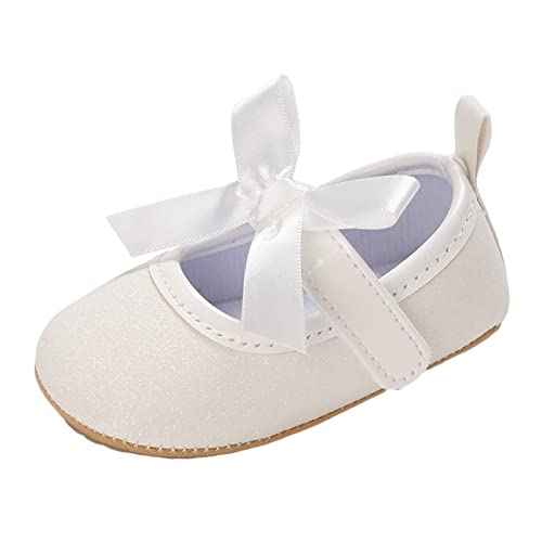 Scarpe Primi Passi Unisex Bianche Per Neonati 3-6 Mesi: Suola In Gomma, Punta Larga, Suola 11 Cm, Regalo Perfetto Per Nascita E Battesimo