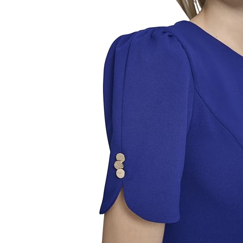 Image of DKNY Women's Button Short Sleeve Fit and Flare Dress