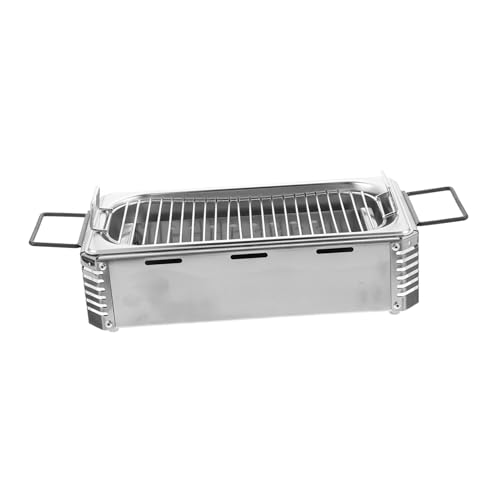 Totority 1pc Outdoor Stainless Steel Commercial Use Grill for Camping Home Outdoor Portable Barbecue Tools Food Grade Safe Material Silver Finish
