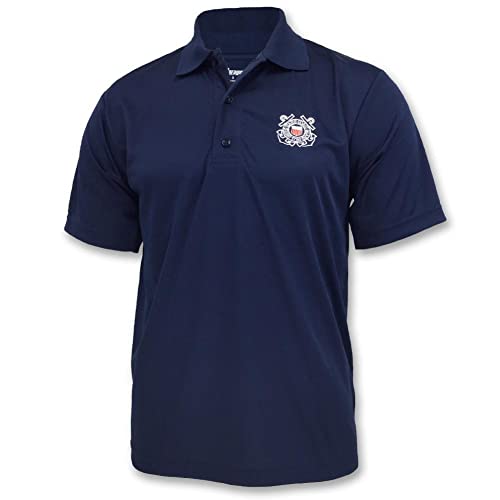 Armed Forces Gear Men's US Coast Guard Performance Polo - Official Licensed US Coast Guard Shirts for Men (Navy)