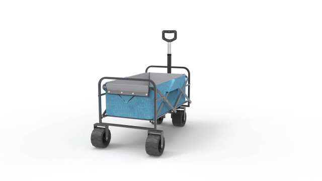 Sekey Folding Festival Trolley with Wide All-Terrain Wheels, 440LB Large Load Capacity, Heavy-Duty Camping Wagon with Brake, Sturdy Beach Garden Cart, Adjustable Handles & Drink Holders, Black & Grey