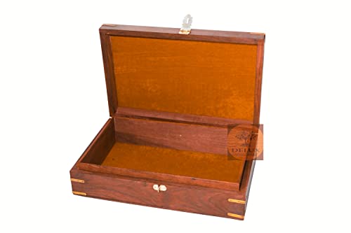 Image of Handcrafted Wooden Jewellery Box for Women Jewel Organizer Hand Carved Carvings Gift Items, 12 * 8 Inches