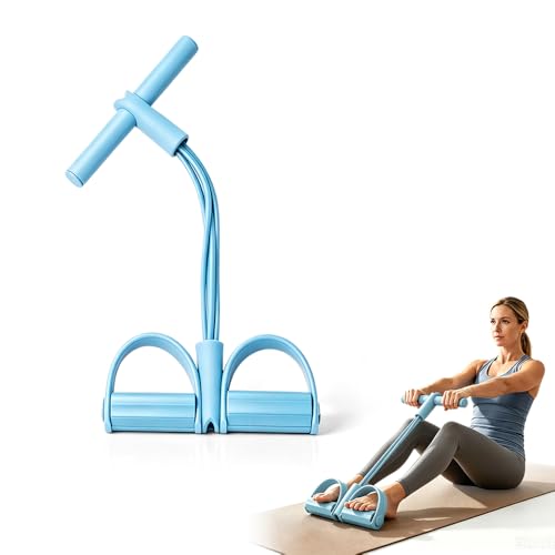 Image of Multifunction Pedal Resistance Band with Handles, 50lbs Heavy Duty Elastic Exercise Bands for Legs Arms Abdomen, Portable Fitness Resistance Tubes for Home Gym Yoga Strength Training