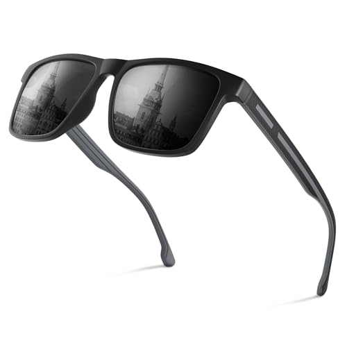 Polarisierte-Sonnenbrille-Herren-Damen-Sunglasses-Men-Woman-Sonnenbrillen-Klassische-Retro-UV400 Schutz-Rechteckig für Golf, Fahren, Angeln, Reisen & Outdoor-Sport,grey