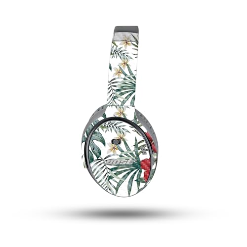 Image of MightySkins Carbon Fiber Skin Compatible with Bose QuietComfort 35 II Headphones - Tropical Hibiscus | Protective, Durable Textured Carbon Fiber Finish | Easy to Apply