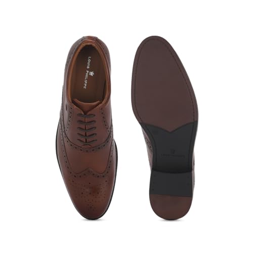 Image of Louis Philippe Men Premium Leather Breathable Lining Material Anti Slip with Heel TPR Sole Formal Oxford Shoes