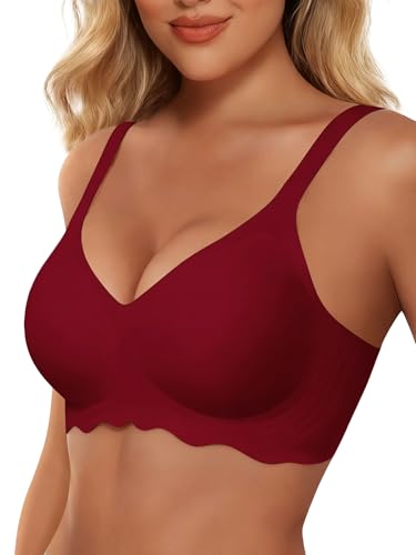 Image of HORISUN Wireless T Shirt Bra Seamless Push Up Bralette Full Coverage V Neck Comfortable Bras for Women