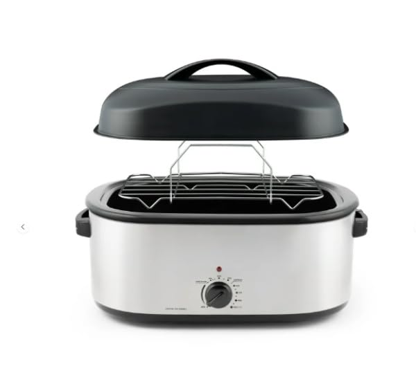 22Qt Roaster Oven with High-Dome Lid, Large Electric Roaster, Stainless Steel Rack, Self-Basting & Adjustable Temperature