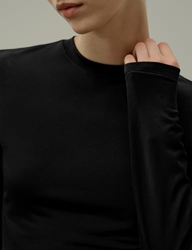 Image of LilySilk Women Silk Breeze Jersey T-Shirt Long Sleeves Slim Fit Tee Ladies Soft and Stretch Round Neck