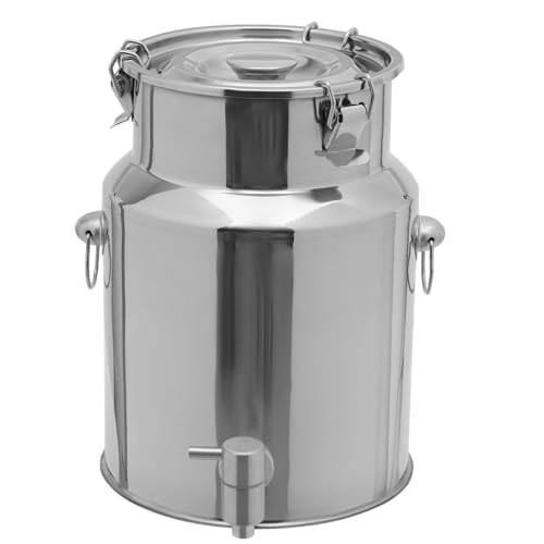 Bidon INOX 20 litres avec Robinet Seau INOX avec Couvercle Bidon Hermétique-Seau De Cuisine avec Couvercle-Seau De Rangement pour Le Riz, La Farine, Les...