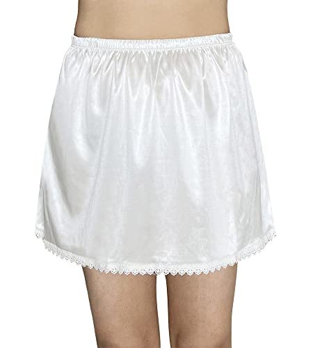 Image of Women's Half Slips for Under Dresses Anti-static Elastic Waist Lace Plus Size Long Underskirt