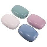 Toyvian 4 Piezas Jabonera de Viaje Grande a Prueba de Fugas con Tapa, Soporte Portátil para Pastilla de Jabón con Drenaje Extraíble, Estuche Ligero y Resistente para Camping, Baño y Uso en