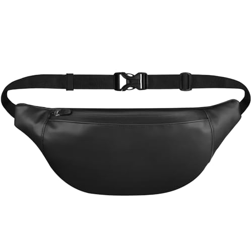 Image of Waist Bag for Man Woman - Anti Theft, Waterproof Zippers and Back Pocket - Large Travel Waist Pouch, Fanny Pack, Belt & Hip Bag for Men, Women for Hiking, Passport, Gym (Black) (Moon Black)