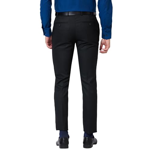 Image of Park Avenue Men's Polyester Blend Checks Small Pattern Super Slim Fit Flat Front Formal Trouser
