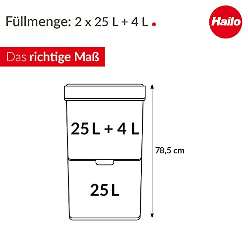 Hailo Öko Vario XL Sensor Mülltrennsystem 54l | 2x25 l + 1x4 l | Vollautomatische Deckelöffnung | Anti-Fingerprint Mülleimer vollautomatisch | Smart Mülleimer | Sensor Mülltrenner | Edelstahl - Image 7