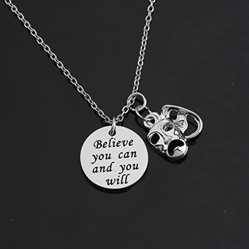 Image of BAUNA Actor Gifts for Theatre Tragedy Comedy Mask Thespian Mask Charm Bracelet Musical Theatre Gift for Actor Acting Director Theater with Inspirational Quote