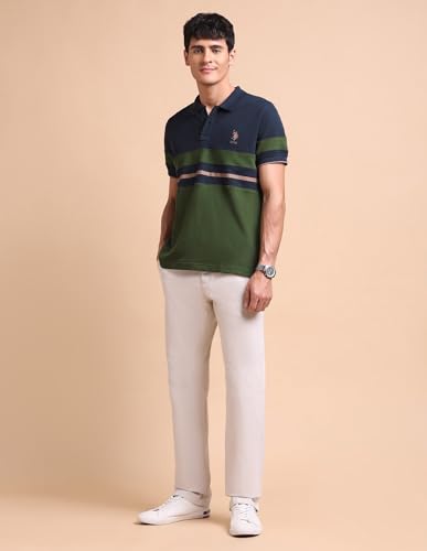 Image of U.S. POLO ASSN. Slim Fit Polo T Shirts for Men - 100% Cotton, Half Sleeves Mens Tshirt