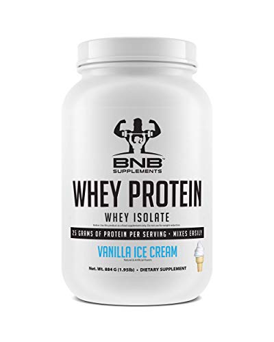 100% Whey Protein Isolate - Vanilla Ice Cream Flavor - 25g of Protein Per Serving - 2lb Tub - Mixes Easily - Delicious Protein Recovery Shake - by BNB Supplements