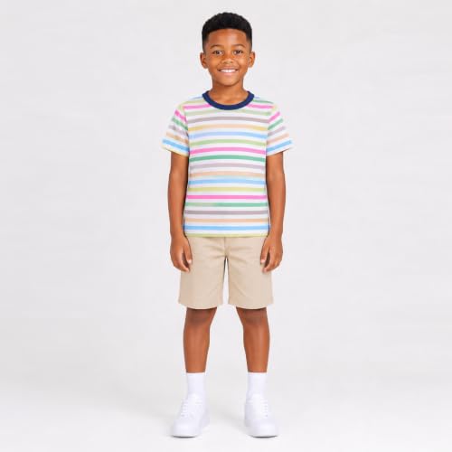 Image of Mud Kingdom T-Shirt for Boys Short Sleeve Plain Cotton Classic Summer Casual Stripe