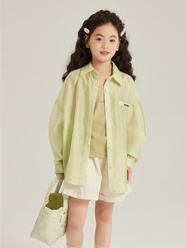 Image of 2026 Premium Girls Button Down Shirt, Long Sleeve Collared Blouse with Chest Pocket