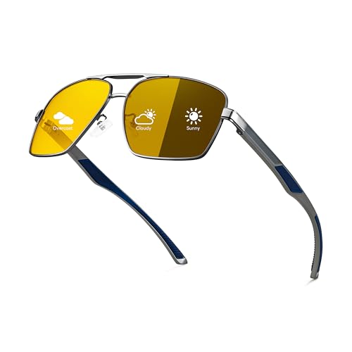 FEISEDY Polarized Photochromic Sunglasses for Men Women, Day Night Driving Safety Glasses B4144