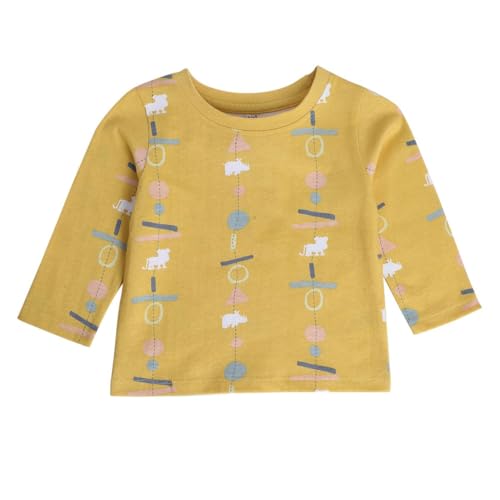 Image of miniklub Baby Collar Long Sleeve Knitted Cotton T-Shirt (Grey /Yellow Color)