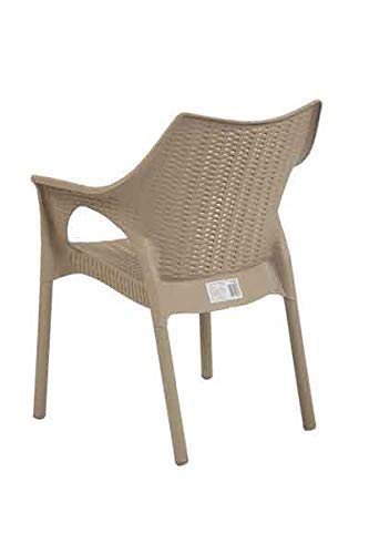 HomiQ Supreme Cambridge Heavy Plastic Chair| Oversized Arm Chair for Indoor and Outdoor Use|Weight Bearing Capacity Upto 250Kg (Color: Beige, Set of 2 Chairs) 1