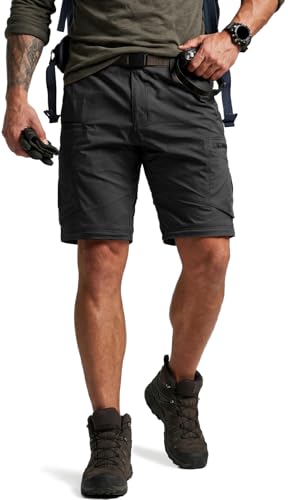 Image of CQR Men's Convertible Cargo Tactical Pants, Water Resistant Outdoor Hiking Pants, Zip Off Lightweight Stretch Work Pants