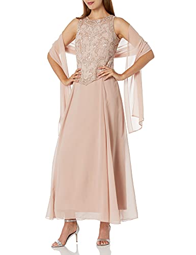 Image of J Kara Womens Sleeveless Mock 2 Piece Beaded Bodice Flare Dress