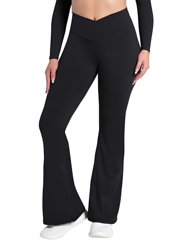 Image of Sunzel Flare Leggings, Crossover Yoga Pants with Tummy Control, High-Waisted and Wide Leg