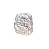 Mochila Feminina Folhas Brilhosas, Vinil Têxtil, 23,5x20x13,5cm, com Bolso Frontal e Zíper