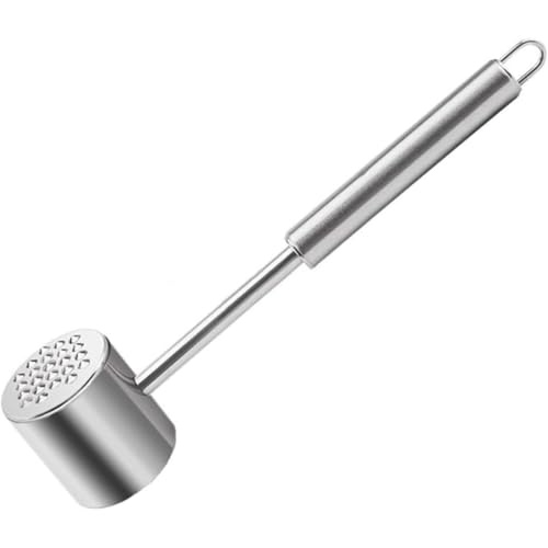 BtcFu ステンレス ミートハンマー(テンダライザー) 肉たたき 両面 肉軟化 ステーキ用 筋切り 家庭用・業務用 多機能 キッチンツール ナッツ砕き/キュウリ叩き/ニンニク潰し 滑りにくい 洗いやすい 吊り下げ収納 頑丈 錆びにくい