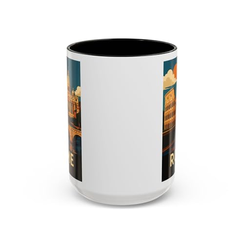 Taza de cerámica negro 15oz diseño vintage Roma miniatura 4
