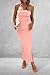 PRETTYGARDEN Women's Summer Bodycon Maxi Tube Dress Ribbed Strapless Side Slit Long Going Out Casual Elegant Party Dresses (Pink,X-Small)