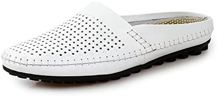 UGOSELEC Men's Leather Punching Mules Clog Backless Slippers Slip On Loafers,Handmade Casual Non-Slip Breathable Closed Toe Mules (10.5,White,10.5)