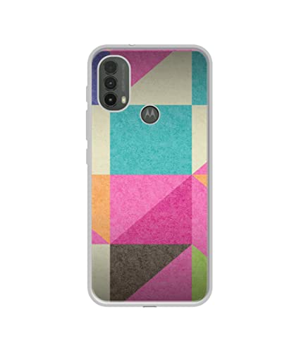 Image of Pink Cyan Design Printed Silicon Soft TPU Back Case Cover for Motorola Moto E30 4G / E40 4G