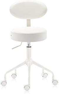 DR.LOMILOMI Swivel Rolling Hydraulic Height Adjustable Stool 503 for Clinic Nursing Spas Beauty Salons Dentists Home Office (Standard, with Backrest, Cream)