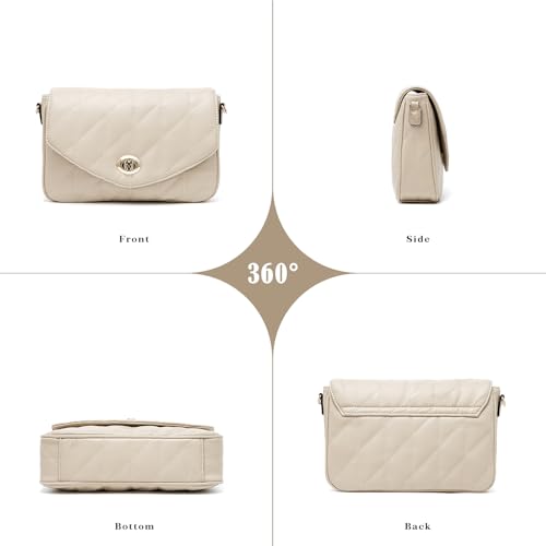 molshine Women's Quilted Crossbody Bag, PU Leather Trendy Shoulder Bag Clutch with Detachable Coin Purse Pouch3