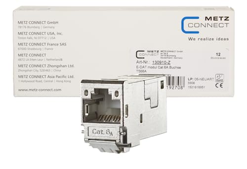 Connecteur RJ-45 Cat6a METZ CONNECT 130910-Z blindé métallique pour câble réseau x12