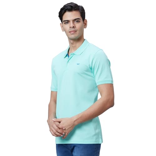 Image of Park Avenue Slim Fit Pure Cotton Print Pattern Polo Neck Casual T-Shirt