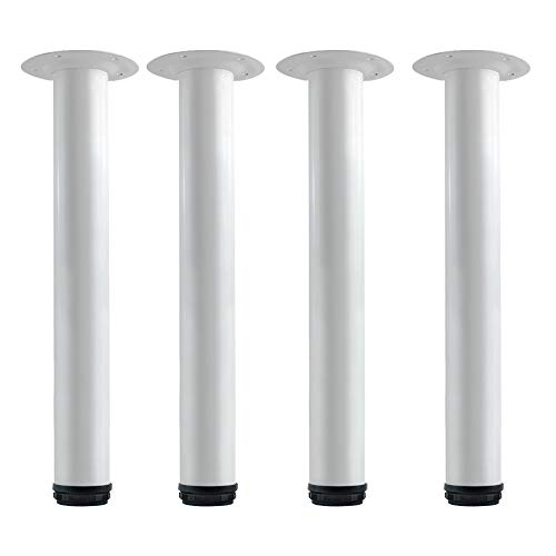 Image of QLLY 16 Inch Adjustable Metal Coffee Table Legs, Heavy Duty Round Furniture Legs with 1 inch Leveling Feet for Ottoman, Bench, End Table and Sofa Replacement, Set of 4 (White)