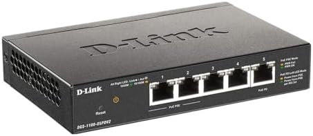 D-Link 5-Port Gigabit Smart Managed PoE Powered Switch/Extender | 2 PoE Ports | L2 | VLANs | Web Managed | Fanless | NDAA Compliant |