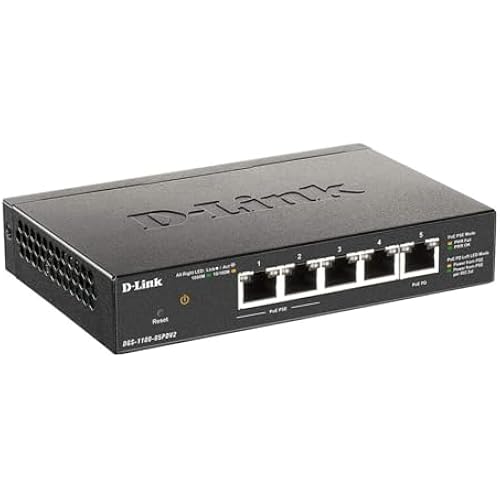 D-Link 5-Port Gibabit Smart Managed PoE Powered Switch/Extender | 2 PoE Ports (requires PoE Power)| L2 | VLANs| Web Managed |Desktop| Fanless | NDAA Compliant | Lifetime Warranty (DGS-1100-05PDV2)