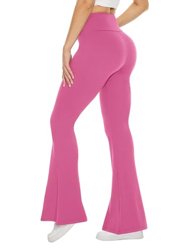 TNNZEET Black Flare Leggings for Women, Crossover Yoga Pants with Pockets Bootcut Flared Leggings