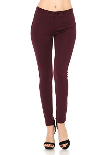Auliné Collection Womens Solid Slim Fit Color Skinny Stretchy Ponte Pants2