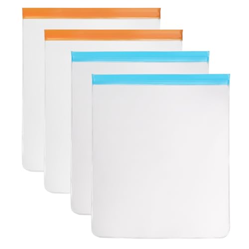 4 Pcs 2 Gallon Reusable Food Storage Freezer Bags, Large Capacity, BPA Free Reusable Food Pouches, Used For Home Food Storage And Camping (Multicolor 4 Pack)