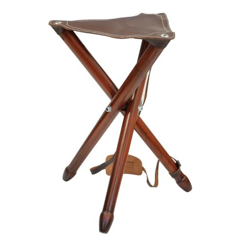 Ducatillon Siège battue en frêne teinté en croûte de Cuir de Buffle Pliable H 65cm