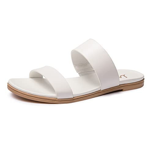 Image of LM Women's Slide Sandals Two Band Slip On Flat Sandals Casual Summer Sandals