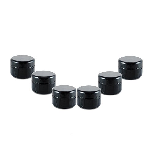 Houseables Black Jar Container, 4 Ounce, 120 Milliliter Gram Capacity, 24 pcs, Plastic, BPA-Free, High Quality w/ Removable Inner Liners and Dome Lids for Cosmetic Samples, Cream, Lotion (24 PCS)